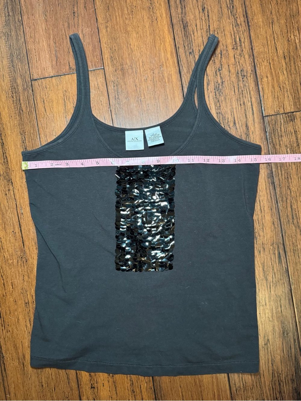 Armani Exchange A|X Black Sequin Front Tank Top Cami Size M - Picture 10 of 10